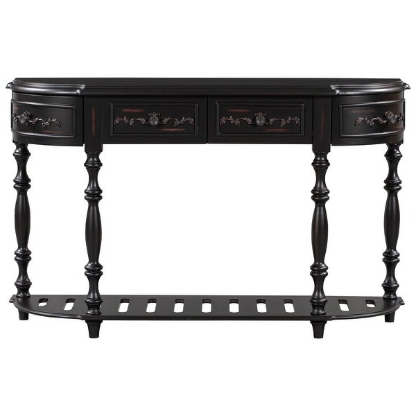 52'' Curved Console Table Sofa Table Entryway Table with 4 Drawers and 1 Shelf